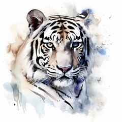 White Tiger watercolor sketch - Generative AI