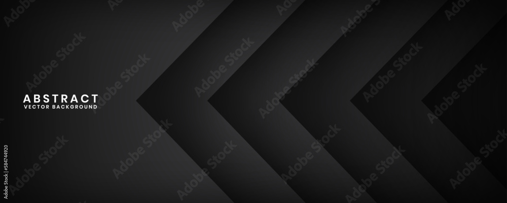 Wall mural 3d black geometric abstract background overlap layer on dark space with cutout effect decoration. mi