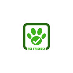 Pet friendly sign. Animal friendly sign isolated on white background
