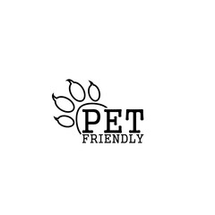 Pet friendly sign. Animal friendly sign isolated on white background