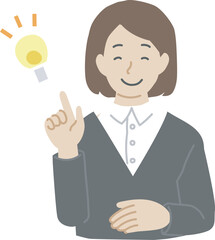 いいねをするスーツ姿の女性のイラスト