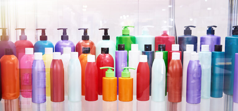 Plastic bottles for household chemicals and perfumes