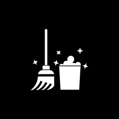 Outline mop bucket icon for web design isolated on black background