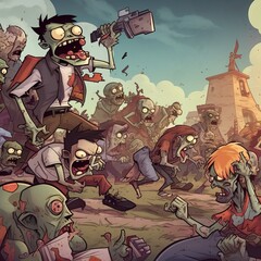 Zombie War Z Cartoon Animation - Generative AI