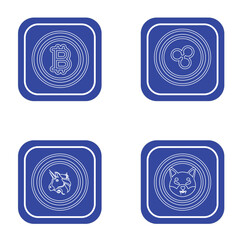 cryptocurrency vector icon set with blue background