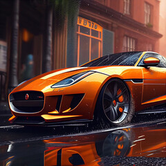 Modern car concept, creative wallpaper of a supercar, background