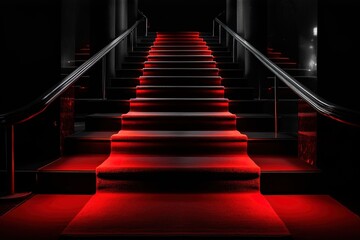 Fototapeta premium Red Carpet entrance illustration, generative ai