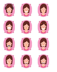 vector icon set of different women faces