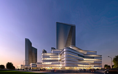 Fototapeta premium 3d render of modern buildings in city