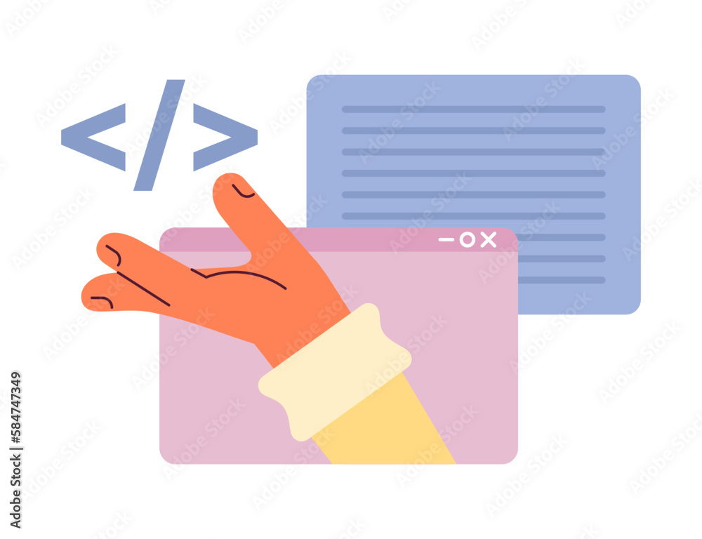 Poster creating website script flat concept vector spot illustration. webpages. editable 2d cartoon objects