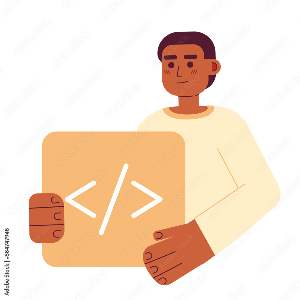 Poster professional programmer course flat concept vector spot illustration. editable 2d cartoon character 