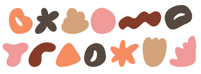 Hand drawn doodle abstract aesthetic shapes symbols illustration set banner wallpaper background modern pattern design big high quality neutral brown beige pink colour transparent png jpeg