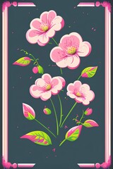 Retro marshmallow blossom illustration poster - Vector - generative ai