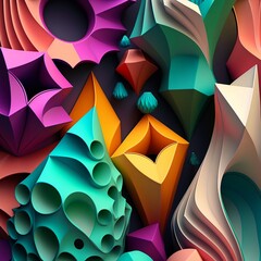 3D abstract colorful shapes background