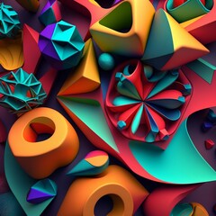 3D abstract colorful shapes background