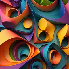 3D abstract colorful shapes background