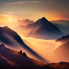 beautiful sunrise in the mountains