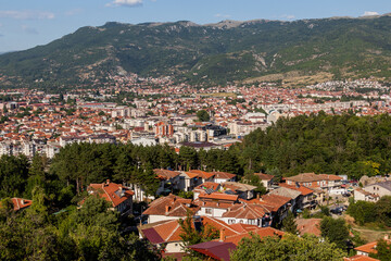 Fototapeta na wymiar Aerial view of Ohrid town, North Macedonia