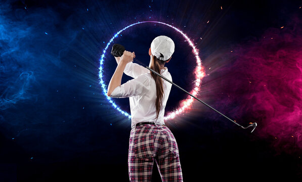 Golf player. Download high resolution photo. Wallpapers on a sports theme. Advertising golf courses and hotels with golf leisure. Sports betting.