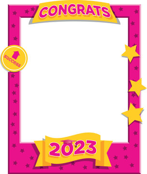 2023 graduates selfie photo frame vector illustration in magenta color