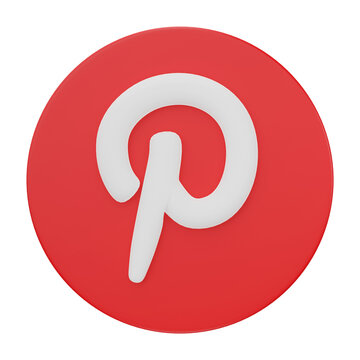 3D, Pinterest application logo isolated on transparent background.
