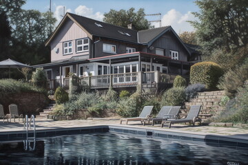 Fototapeta premium house on the river