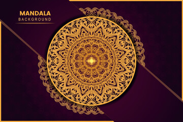 Luxury seamless vector ornament mandala pattern background with gold Arabesque design template