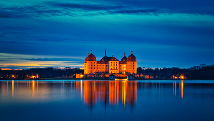 Barockschloss Schloss Moritzburg bei Dresden - Wasserschloss - Jagdschloss - Barock - Moritzburg Castle - Saxony, Germany, Europe - High quality photo	