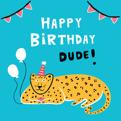 Happy Birthday Dude! Birthday leopard card