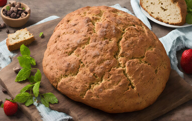Naklejka premium homemade Irish Soda Bread, generative art by A.I.