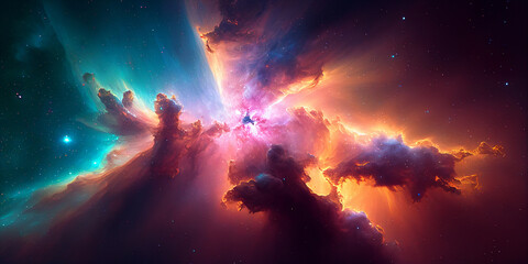 Fototapeta na wymiar Nebula and galaxies in space. Background and wallpaper