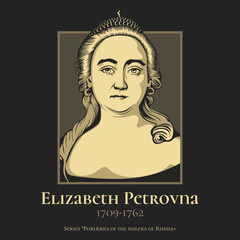 Elizabeth Petrovna (1709-1762) also known as Yelisaveta or Elizaveta, reigned as Empress of Russia from 1741 until her death in 1762.
