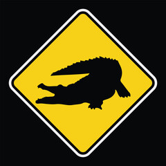 Alligator Area Sign. Gator crossing vector sign label design. Inform sign for drivers as well as pedestrians to be cautious.