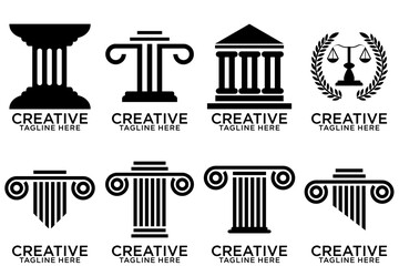 Set of modern law firm justice logo design vector graphic template