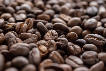 Fresh roasted brown coffee beans background