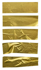 Gold glitter tape strip sticker set isolated on white background
