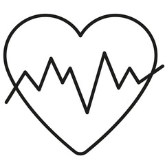 Símbolo del corazón con la línea de estudio del latido. 