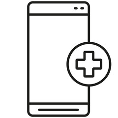 Tel&eacute;fono m&oacute;vil con s&iacute;mbolo del hospital. Comunicaci&oacute;n.