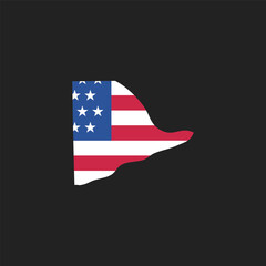 Rhode Island. Map of the state and American flag. Vector Illustration.