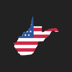 Obraz premium West Virginia. Map of the state and American flag. Vector Illustration.