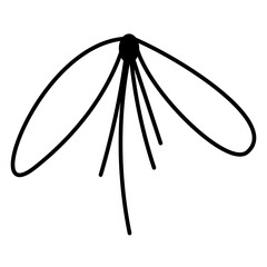 Lace tied in a bow second. Doodle vector black and white illustration.