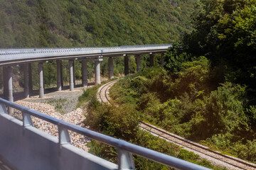 Fototapeta na wymiar Bridge of R6 motorway in Kosovo