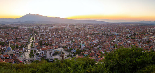 Sunset aerial view of Prizren, Kosovo