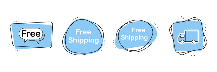 Free shipping delivery service set of icon. Fast time delivery order. Quick shipping delivery icons