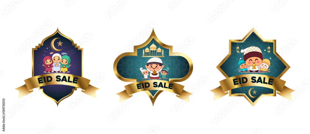 Wall mural islamic holiday eid al fitr background vector sticker