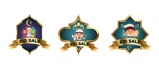 islamic holiday eid al fitr background vector sticker