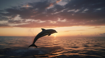 dolphin jumping at sunset