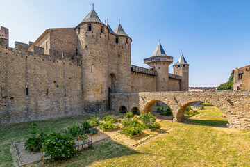 Fototapeta na wymiar Scenic view of Carcassone medieval city in France against summer sky 