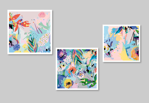 Set of Creative Floral Cards Layout