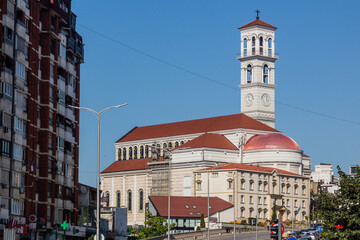 PRISTINA, KOSOVO - AUGUST 13, 2019: Cathedral of Saint Mother Teresa in Pristina, Kosovo